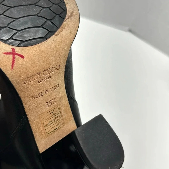 Jimmy Choo Ankle Boots Heeled Boot Soft Vachetta Leather Pull On Black Size 36.5 - Picture 10 of 11